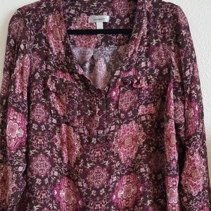 Dress Barn three quarter button up top